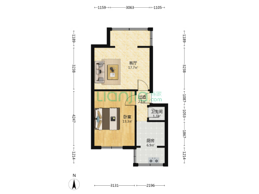 抚琴街北二巷1号 1室1厅1卫 52平方