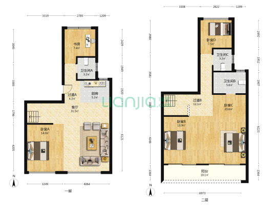 天珑湾花苑 5室1厅3卫 185平方