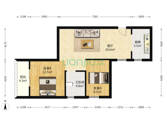 保和汉水湾 2室1厅1卫 80平方
