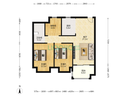 汉江梦御府 2室1厅1卫 91平方