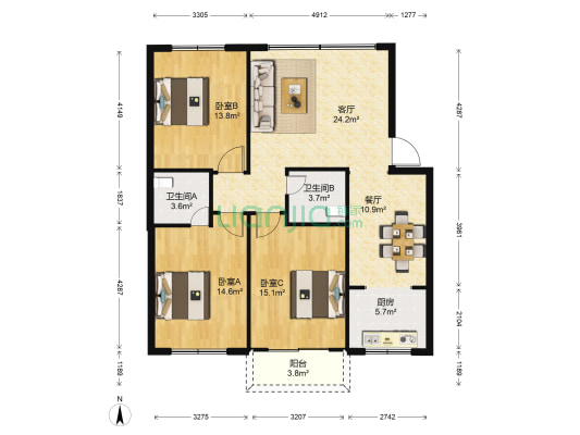 灵溪镇安居一期康乐苑小区 3室2厅2卫 118平方