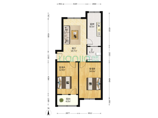 银河小区 2室1厅1卫 78平方