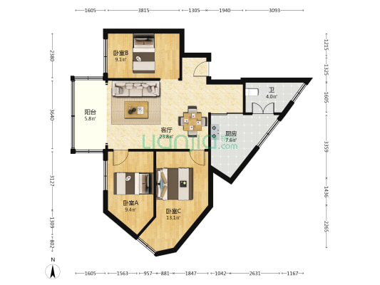华洪楼 3室1厅1卫 83平方
