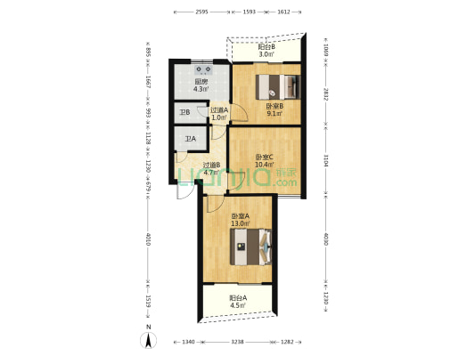 金骏小区一区 3室0厅2卫 64平方
