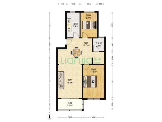 耀华路360弄 2室2厅1卫 90平方
