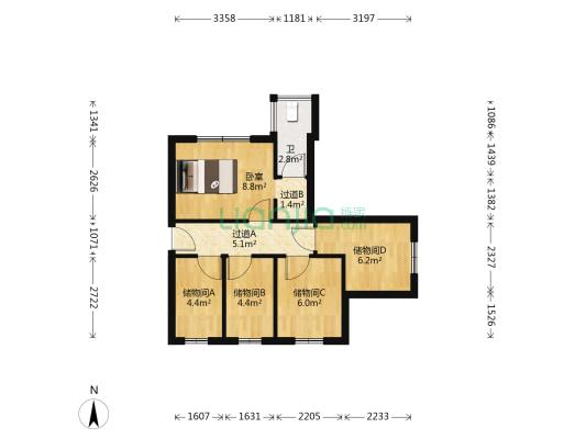 翠园十四巷 1室0厅1卫 78平方