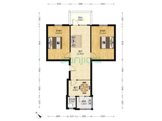 东珠市街9号 2室2厅1卫 80平方