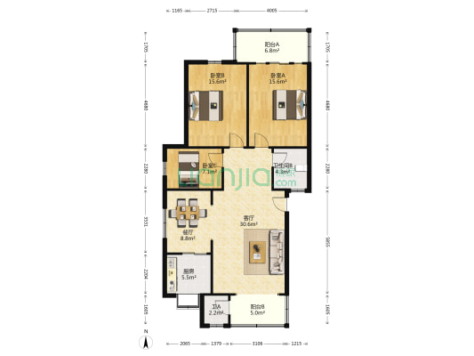 师范小区 3室2厅2卫 114平方
