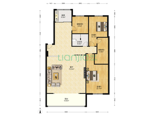 辉煌花园 2室1厅1卫 170平方