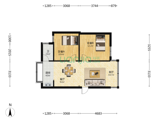 东寺街158号 2室2厅1卫 63平方