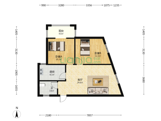 豫泰公寓 2室1厅1卫 79平方