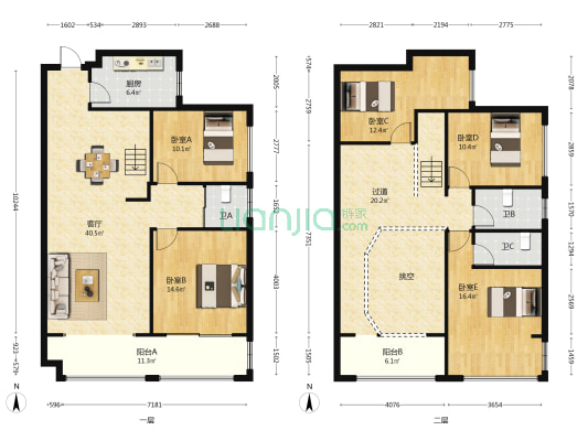 江山美景 5室1厅3卫 141平方