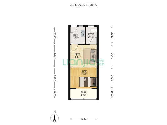 广中路30弄 1室1厅1卫 33平方