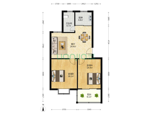洁芳东区 2室1厅1卫 84平方