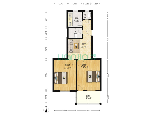 印汽新村 2室1厅2卫 65平方