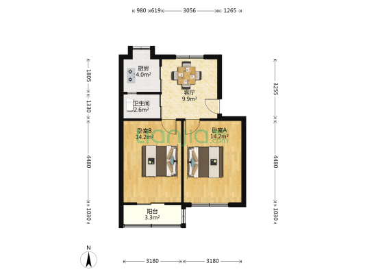四村小区 2室1厅1卫 61平方