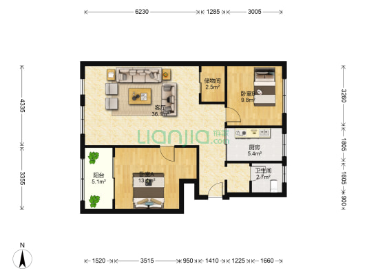 沁园村 2室1厅1卫 94平方