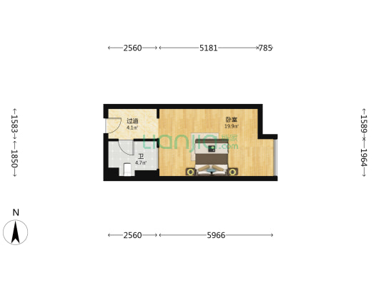 兆丰商贸中心 1室0厅1卫 42平方