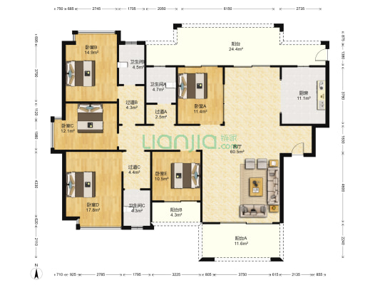 富森·公园壹号 5室1厅3卫 230平方