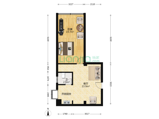 大夹街236号 1室1厅1卫 59平方