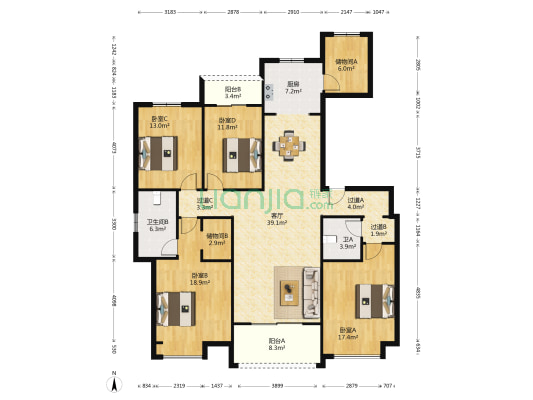 中建翰林苑 4室1厅2卫 184平方