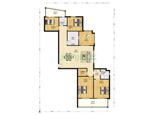 九华山庄 5室1厅2卫 180平方