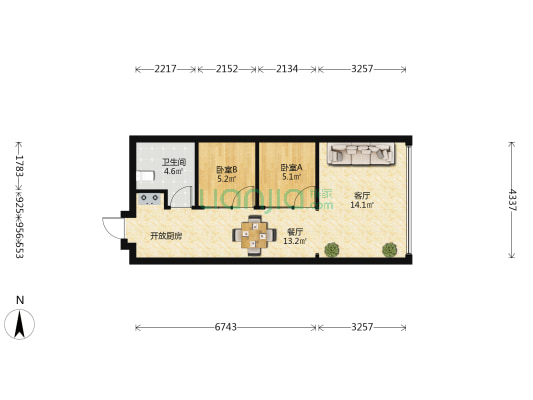 横琴南光大厦 2室2厅1卫 69平方