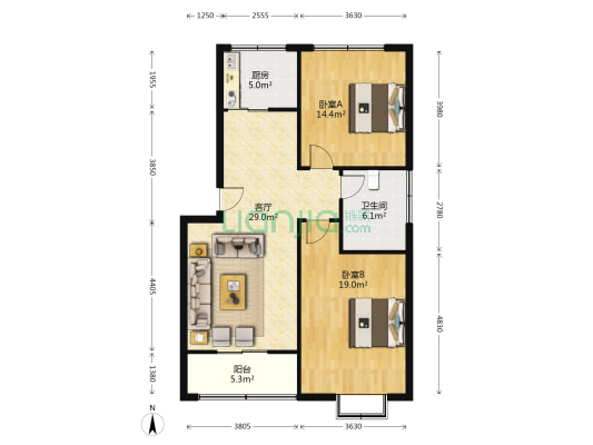 兆丰小区(许繁路) 2室1厅1卫 98平方