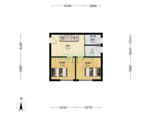 都景园小区 2室1厅1卫 49平方