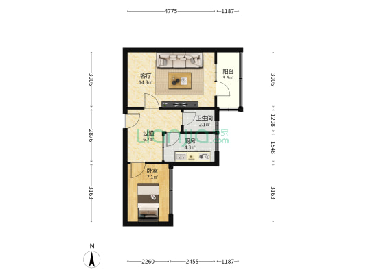 市电信局家属院（箭道巷） 1室1厅1卫 30平方