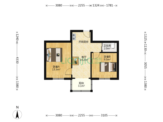 桃花弄 2室1厅1卫 50平方