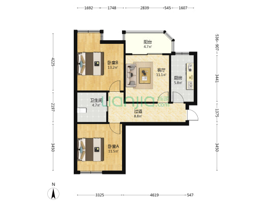三新家园 2室1厅1卫 70平方