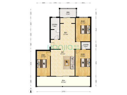 繁华地段 采光充足 南北通透三居 房本满五唯一 税费低-户型图