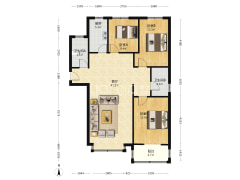 838旁，可上西丁，大三居精装修-涿州水岸花城户型图