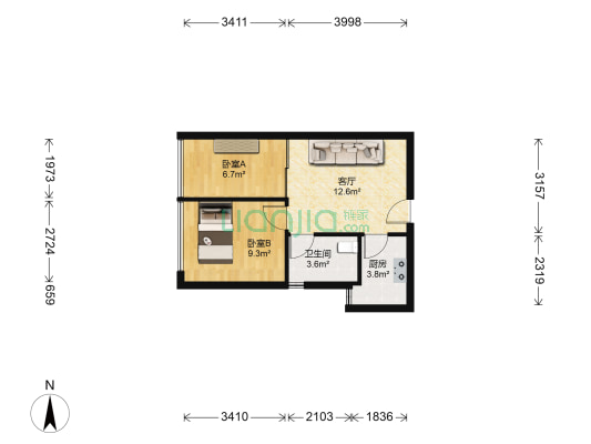 缤纷世纪 2室1厅1卫 42平方