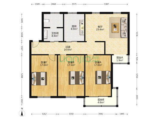中山东路62弄 3室1厅1卫 137平方