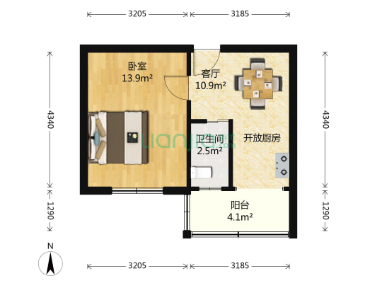 后宰门东村70号 1室1厅1卫 40平方
