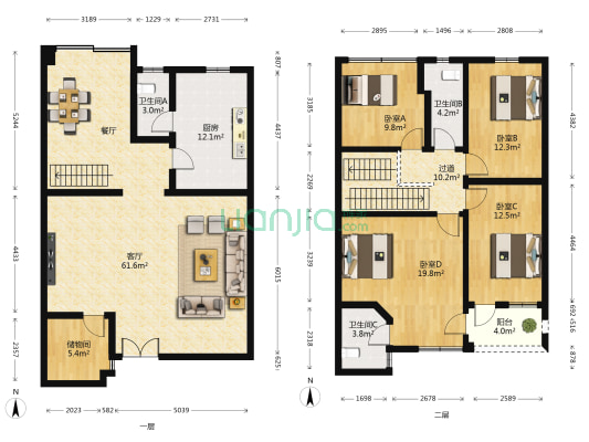 嘉莲花园 4室1厅3卫 185平方