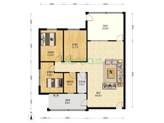 富雅西苑小区 3室1厅1卫 109平方