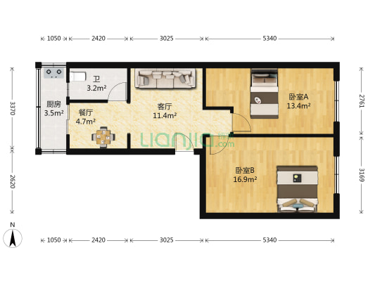 长安路95号 2室2厅1卫 69平方