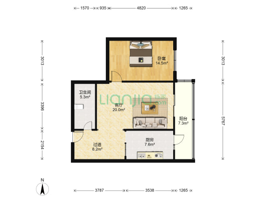 顺泰公寓 1室1厅1卫 77平方