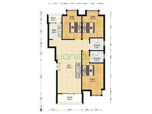 水城学府 3室1厅2卫 122平方