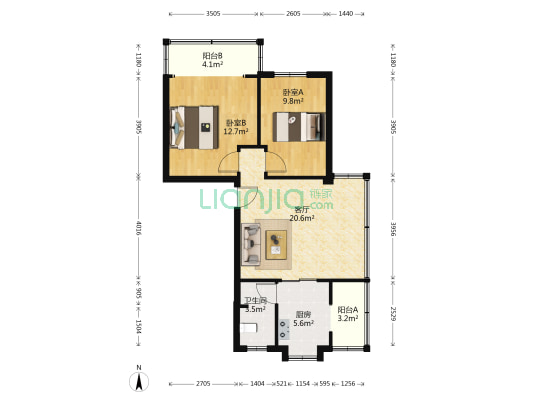 马河湾11号 2室1厅1卫 67平方
