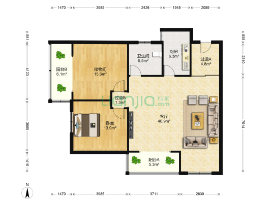 丰源大厦 1室1厅1卫 145平方