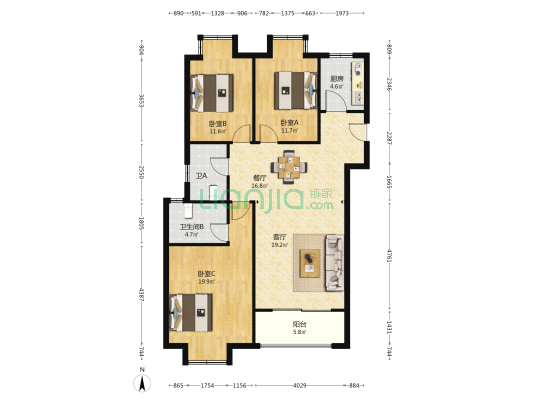 白蒲镇溪苑 3室2厅2卫 121平方