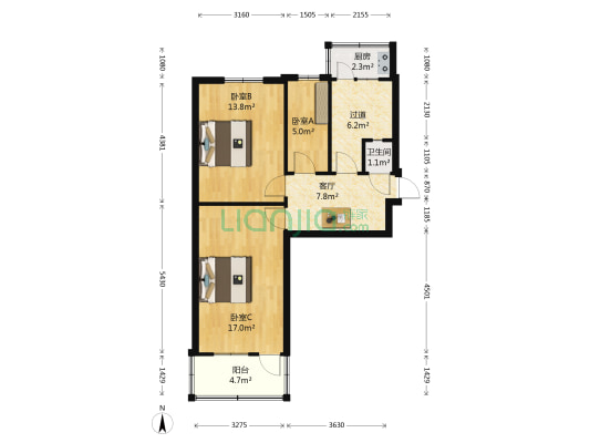 机床西社区 3室1厅1卫 68平方