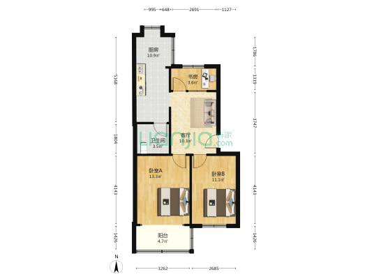 江南蓄电池厂小区 3室1厅1卫 67平方