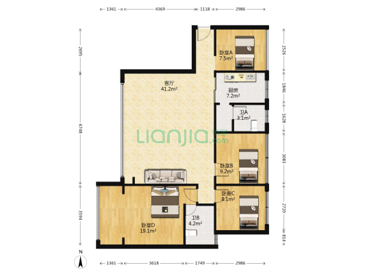意隆景苑 4室1厅2卫 89平方