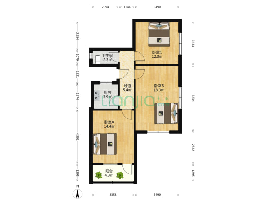 广州路散盘 3室0厅1卫 78平方