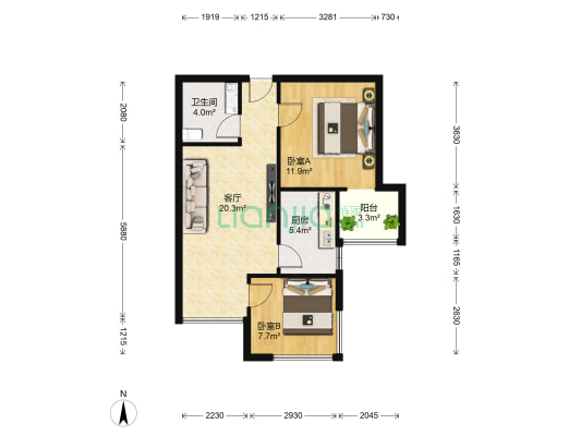 新益小区 2室1厅1卫 69平方